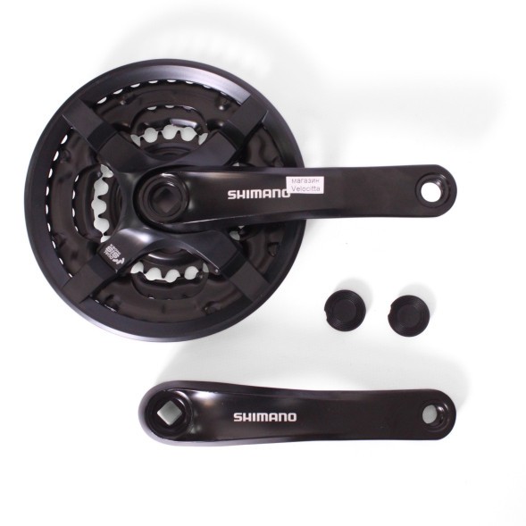 Система велосипедная Shimano Tourney TY501, зубья 24/34/42, шатун 170 мм, с защитой, черный