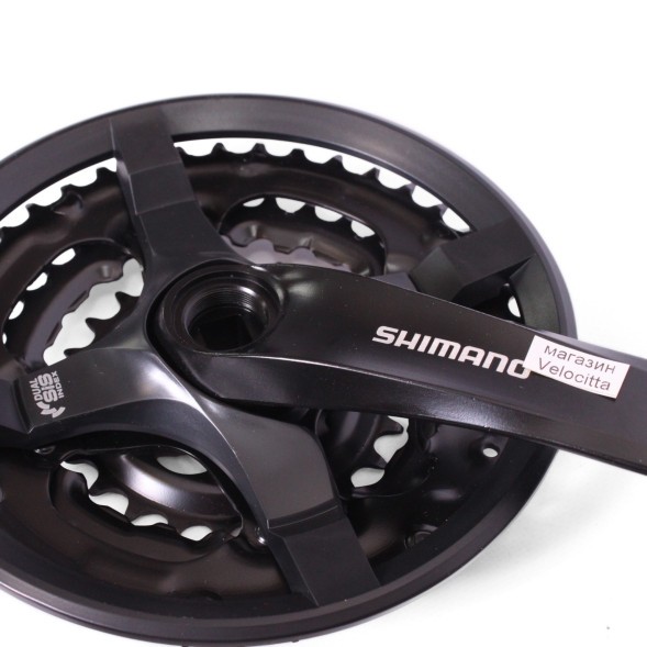 Система велосипедная Shimano Tourney TY501, зубья 24/34/42, шатун 170 мм, с защитой, черный