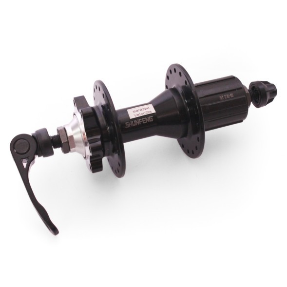 Веловтулка задняя Shunfeng SF-A260R black, ось 3/8&amp;quot;х135x145 мм, ALU, под диск 6 болтов, под кассету 8/10 ск., на эксцентрике, 36 отверстий, box