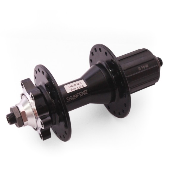 Веловтулка задняя Shunfeng SF-A260R black, ось 3/8&amp;quot;х135x145 мм, ALU, под диск 6 болтов, под кассету 8/10 ск., на эксцентрике, 36 отверстий, box