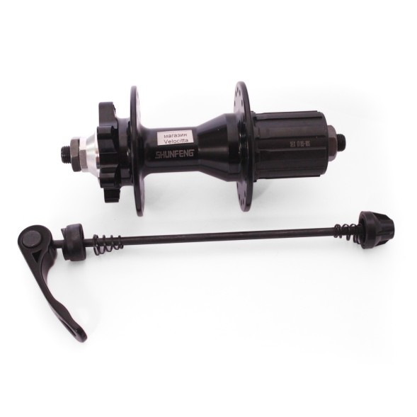 Веловтулка задняя Shunfeng SF-A260R black, ось 3/8&amp;quot;х135x145 мм, ALU, под диск 6 болтов, под кассету 8/10 ск., на эксцентрике, 36 отверстий, box