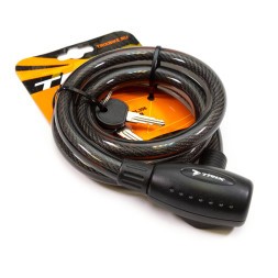 Замок противоугонный Trix GK101.306, трос стальной, с ключами, 15×1000 мм, в пластиковой оболочке, блистер