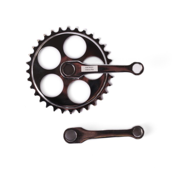 Система велосипедная, 1 скорость, сталь, 16&amp;quot;, 32T, шатун 102 мм, под клин, хром