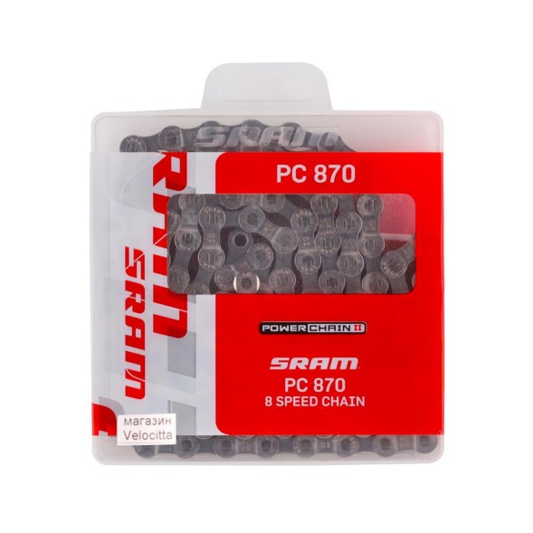 Цепь Sram PC-870, 6-8 ск, 114 звеньев, замок цепи