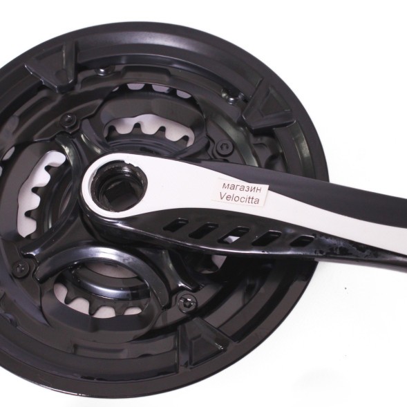 Система шатунов велосипедная PC22-S2442SG-1, 26 дюйма, 24/34/42T, 170 мм, под квадрат, с защитой (белая вставка)