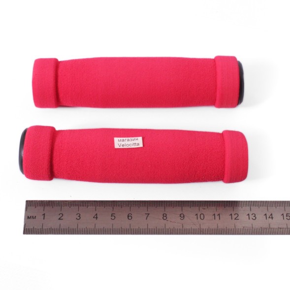 Грипсы велосипедные Joykie HL-GR01, 125 мм, комплект, неопреновые, с торцевой защитой, красный