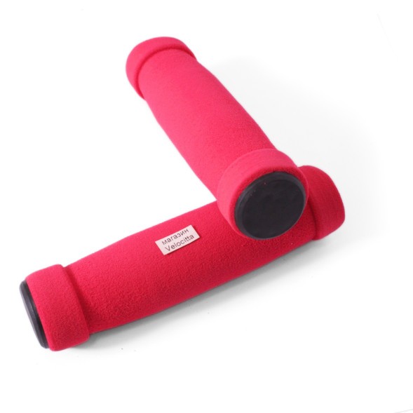Грипсы велосипедные Joykie HL-GR01, 125 мм, комплект, неопреновые, с торцевой защитой, красный