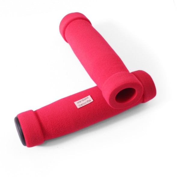 Грипсы велосипедные Joykie HL-GR01, 125 мм, комплект, неопреновые, с торцевой защитой, красный