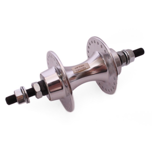 Втулка задняя Wang Zheng WZ-A207R 1S silver, BMX, алюминиевая, под трещотку, на гайках, 48 отверстий, ось 3/8&amp;quot;x114x175 мм, хром