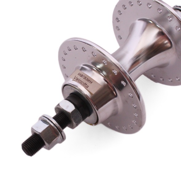 Втулка задняя Wang Zheng WZ-A207R 1S silver, BMX, алюминиевая, под трещотку, на гайках, 48 отверстий, ось 3/8&amp;quot;x114x175 мм, хром