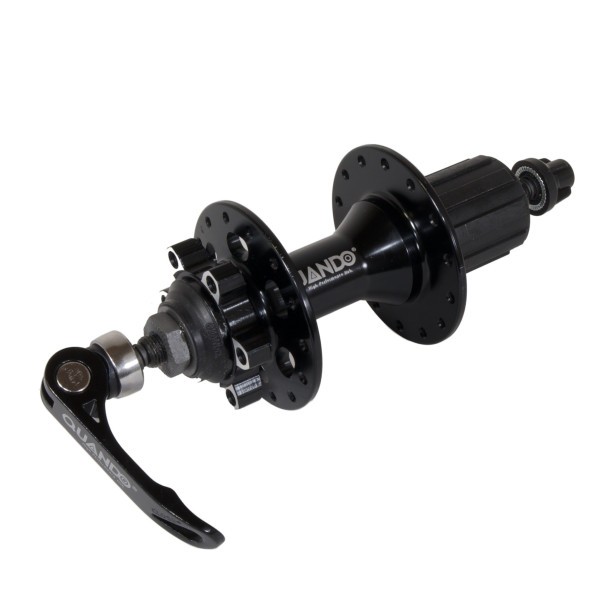 Втулка задняя Quando KT-XS3R, ROAD, ось 10х135х145 мм, ALU, под Disk 6 болтов, под кассету 11 скоростей, с эксцентриком, 28H, Black