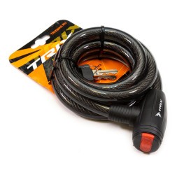 Велосипедный замок Trix GK102.113-15, трос стальной, с ключами, 15×1500 мм, в пластиковой оболочке, блистер