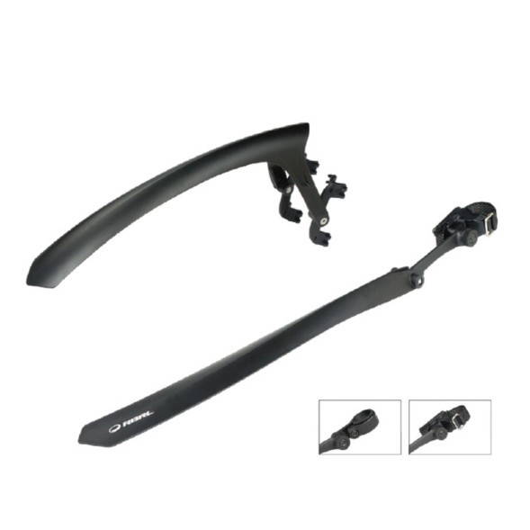 Крылья велосипедные RBRL RL-770F/R, ROAD, 700x23/28C, комплект передне/заднее, на штаны вилки, за подседельный штырь, пластиковые, Black