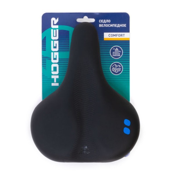 Седло велосипедное Hogger SDHG70180S0BK, 270x180 мм, комфортное, унисекс, на пружинах, черное