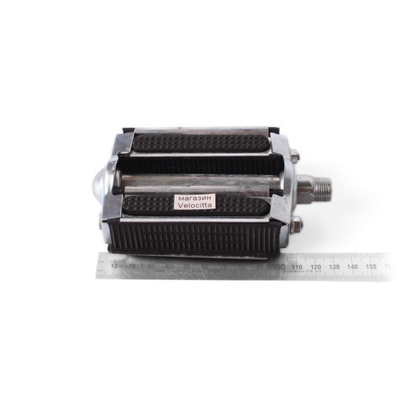 Педали металло-резиновые &amp;quot;Мечта колхозника&amp;quot; М14х1.25, с катафотами, шарик. подшипники, 100x73 мм, хром