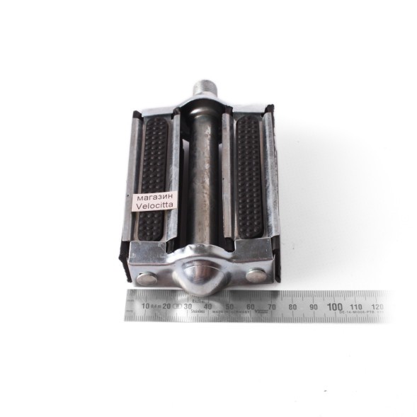 Педали металло-резиновые &amp;quot;Мечта колхозника&amp;quot; М14х1.25, с катафотами, шарик. подшипники, 100x73 мм, хром