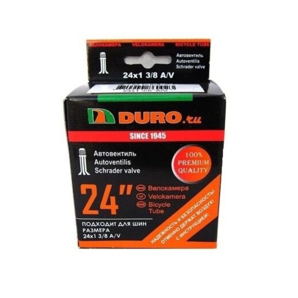 Велосипедная камера Duro 24x1 3/8 (37-540), ниппель AV, бутиловая резина