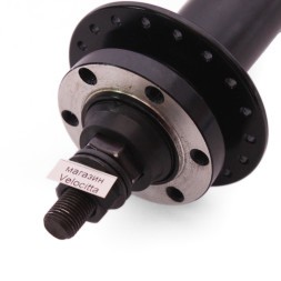 Втулка задняя Wang Zheng WZ-A213R black, FAT BIKE, ось 3/8&amp;quot;х195x240 мм, алюминиевая, под диск 6 болтов, под трещотку, на гайках, 36 отверстий, торг. уп.