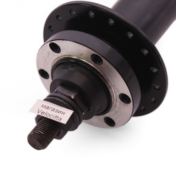 Втулка задняя Wang Zheng WZ-A213R black, FAT BIKE, ось 3/8&amp;quot;х195x240 мм, алюминиевая, под диск 6 болтов, под трещотку, на гайках, 36 отверстий, торг. уп.