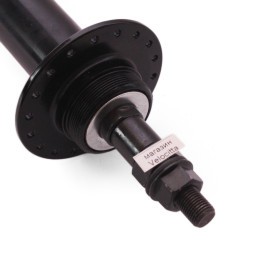 Втулка задняя Wang Zheng WZ-A213R black, FAT BIKE, ось 3/8&amp;quot;х195x240 мм, алюминиевая, под диск 6 болтов, под трещотку, на гайках, 36 отверстий, торг. уп.