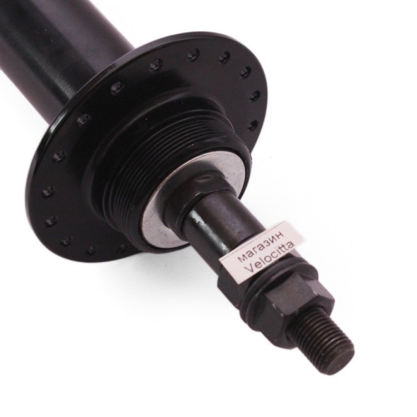 Втулка задняя Wang Zheng WZ-A213R black, FAT BIKE, ось 3/8&amp;quot;х195x240 мм, алюминиевая, под диск 6 болтов, под трещотку, на гайках, 36 отверстий, торг. уп.