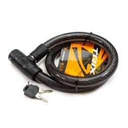 Замок велосипедный Trix GK101.206, 25×1000 мм, трос стальной, с ключами, в оболочке пластиковой, блистер