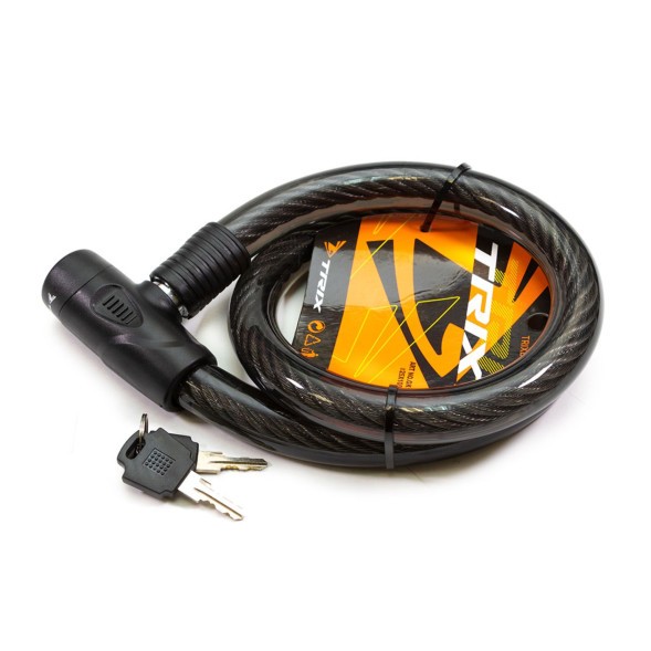 Замок велосипедный Trix GK101.206, 25×1000 мм, трос стальной, с ключами, в оболочке пластиковой, блистер