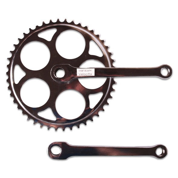 Система шатунов, 1 скорость, сталь, 46T, 1/2&amp;quot;x1/8&amp;quot;, 170 мм, под клин, хром