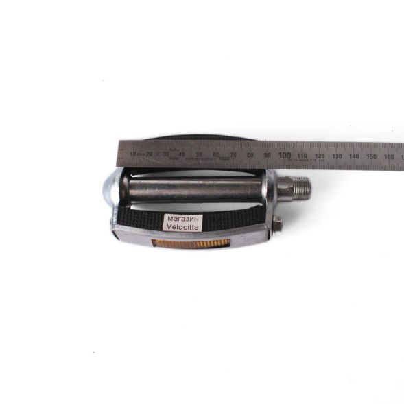 Педали металло-резиновые JK3585, овальные, в металлической окантовке, 100x70 мм, с катафотами, хром