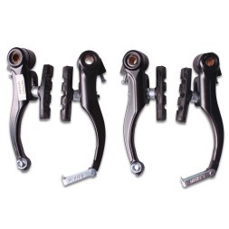 Тормоза V-Brake в сборе, набор: передние/задние, алюминиевые, черный