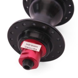 Втулка задняя Wang Zheng WZ-A285RBQ-32 black, ROAD, ось M10x130x140 мм, под кассету 8-11скоростей, на эксцентрике, 32 отверстия, алюминиевая, промподшипники, красно-черная