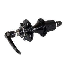Веловтулка задняя Quanta KT-XA2R, CYCLOCROSS, ось 10х135х145 мм, ALU, под диск 6 болтов, под кассету 8/10 speed, с эксцентриком, 32H, промподшипники, черная, б/уп.