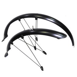 Крылья FN-P28-46-BK, 28&amp;quot;, комплект, переднее/заднее, металло-пластик, с &amp;quot;усами&amp;quot;, ширина 46 мм, с брызговиками, б/уп.