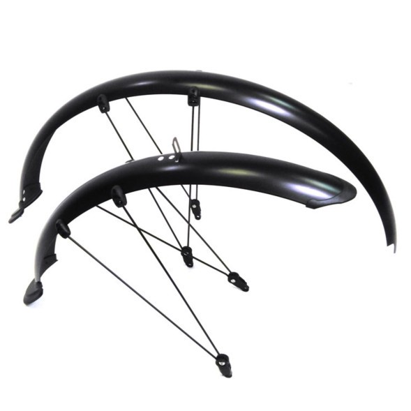 Крылья FN-P28-46-BK, 28&amp;quot;, комплект, переднее/заднее, металло-пластик, с &amp;quot;усами&amp;quot;, ширина 46 мм, с брызговиками, б/уп.