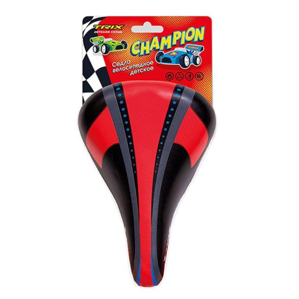 Седло детское Trix Champion, 230х145 мм, черно-красный