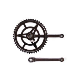 Система шатунов, 1 скорость, сталь, 46 зубов, 1/2"x1/8", шатун 170 мм, под клин, серебро