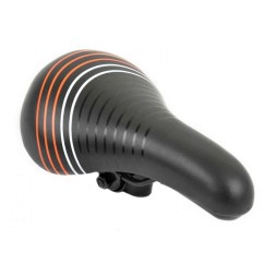 Велоседло детское/подростковое Hongfei HF-AZ-9015, 230x145 мм, с замком, черный/цветные полоски