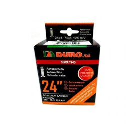 Велосипедная камера Duro 24x1.75/2.125, авто-ниппель, A/V, бутиловая, Black