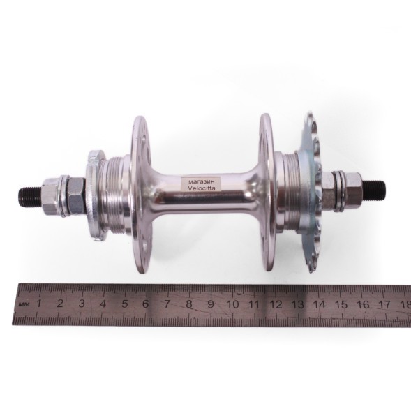 Втулка велосипедная Wang Zheng WZ-A263RB 1S silver, задняя, TRACK FIX, алюминиевая, Flip-Flop, с гайками, 36H, ось 3/8&amp;quot;x120x165 мм, на промподшипнике, box