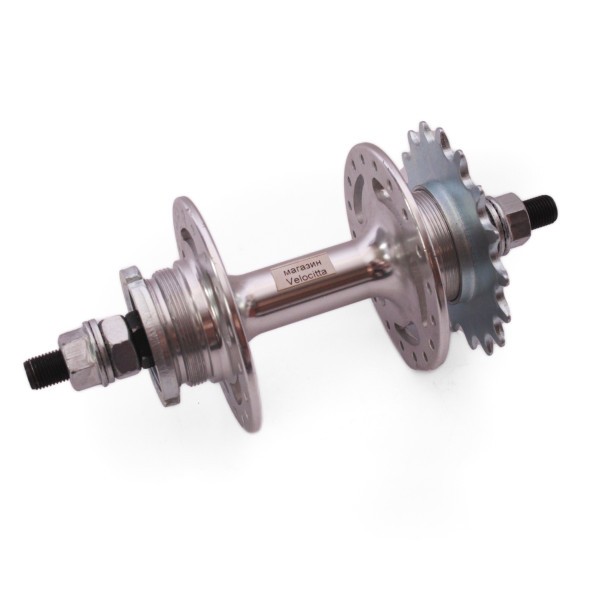 Втулка велосипедная Wang Zheng WZ-A263RB 1S silver, задняя, TRACK FIX, алюминиевая, Flip-Flop, с гайками, 36H, ось 3/8&amp;quot;x120x165 мм, на промподшипнике, box