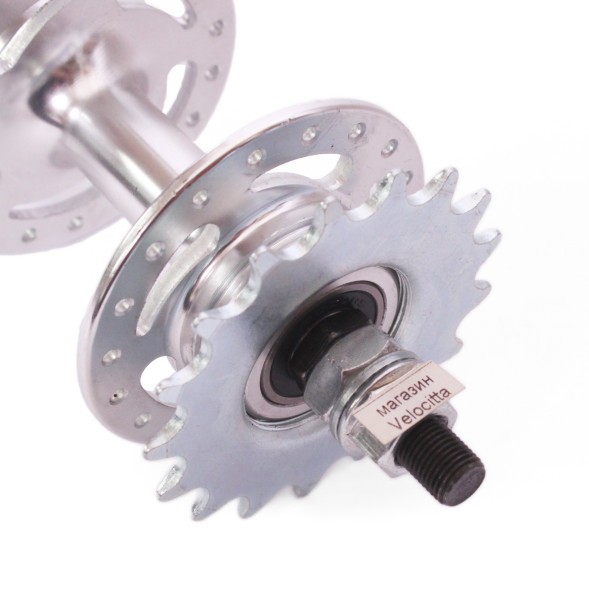 Втулка велосипедная Wang Zheng WZ-A263RB 1S silver, задняя, TRACK FIX, алюминиевая, Flip-Flop, с гайками, 36H, ось 3/8&amp;quot;x120x165 мм, на промподшипнике, box