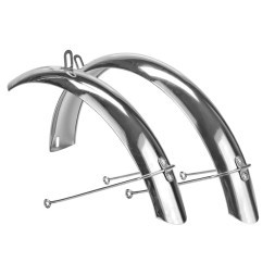 Крылья велосипедные FD-S12-0-SH, 12&amp;quot;, комплект, переднее/заднее, металлические, с &amp;quot;усами&amp;quot;, хром HD-14