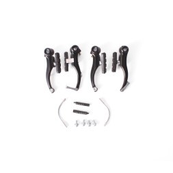 Набор тормоза V-Brake в сборе, комплект: передние/задние, алюминиевые, черный