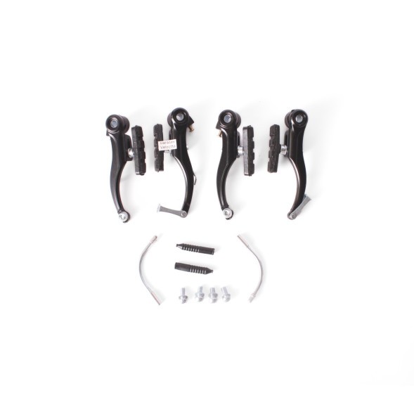 Набор тормоза V-Brake в сборе, комплект: передние/задние, алюминиевые, черный