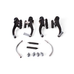 Набор тормоза V-Brake в сборе, комплект: передние/задние, алюминиевые, черный