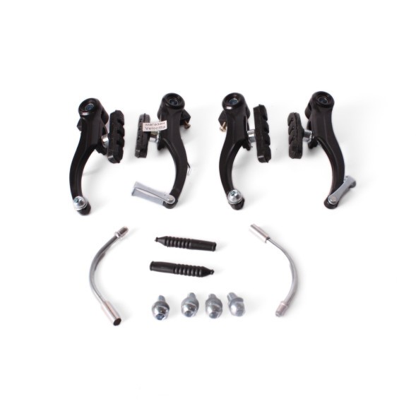 Набор тормоза V-Brake в сборе, комплект: передние/задние, алюминиевые, черный