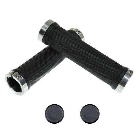 Грипсы велосипедные SR-70, 130 мм, комплект, с заглушками, алюм. кольца, MEET, инд. упак., black