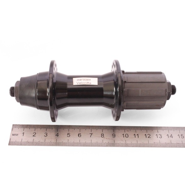 Втулка задняя Wang Zheng WZ-A281RQ black-32, ось 3/8&amp;quot;х135x145 мм, алюминиевая, под V-брейк, под кассету 8/10 скоростей, на эксцентрике, 32 отверстия,  б/уп.