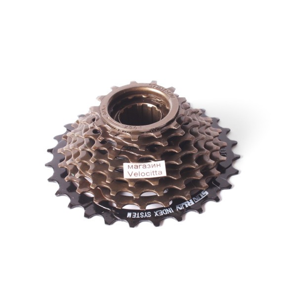 Трещотка велосипедная SunRun, 8 скоростей, 13-28T, черно-коричневая