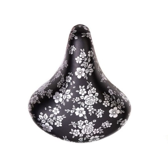 Седло велосипедное HF-AZ-0801A, 245х210 мм, на пружинах, с замком, Comfort, Black/Flower